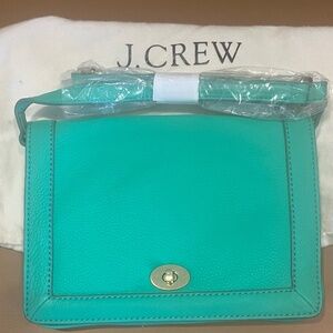 J.Crew Brand New NWT Green Leather Bag w/ Adjustable Shpoulder Strap